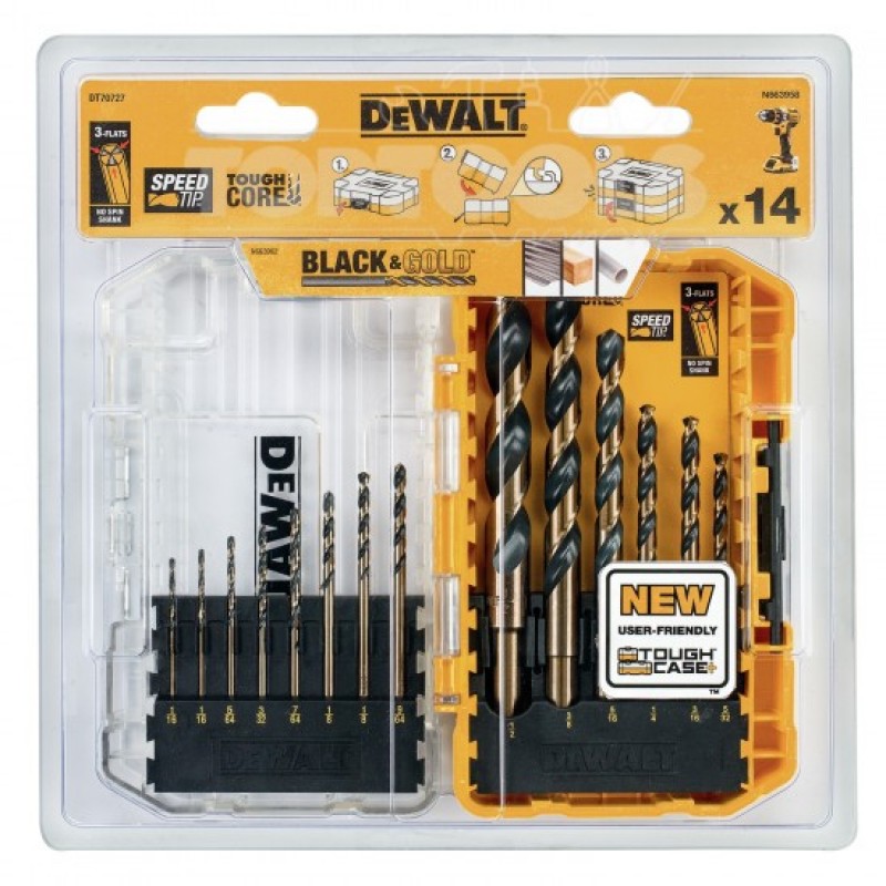 Σετ τρυπανιών για μέταλλο DeWALT DT70727, 1-8 χλστ, 14 τεμ.