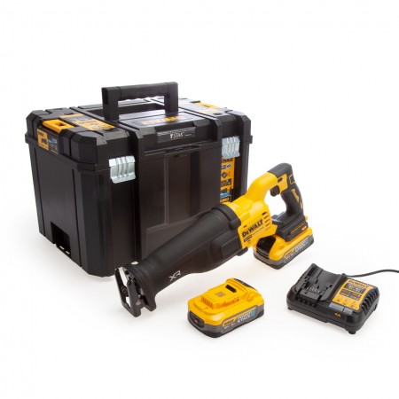 Σπαθοσέγα μπαταρίας DeWALT DCS386H2T, 18V, 29 mm, με 2 μπαταρίες, φορτιστή και θήκη μεταφοράς