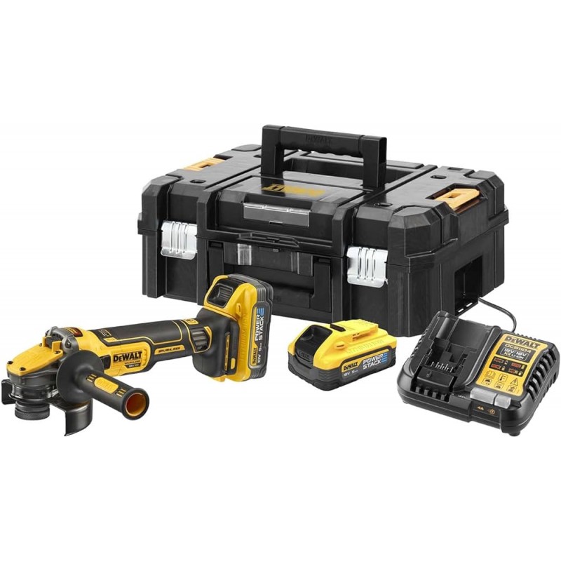 Γωνιακός τροχός μπαταρίας DeWALT DCG409H2T, 18 V, 125 mm, με 2 μπαταρίες και φορτιστή