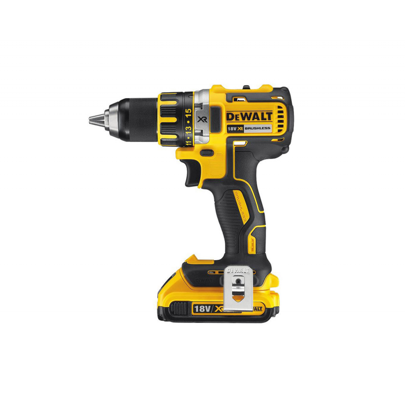 Επαναφορτιζόμενο δραπανοκατσάβιδο DeWALT με κινητήρα χωρίς ψήκτρες με 2 μπαταρίες και φορτιστή, 18 V, 1.5 Ah, 60 Nm, 1.5-13 χλστ, DCD790S2