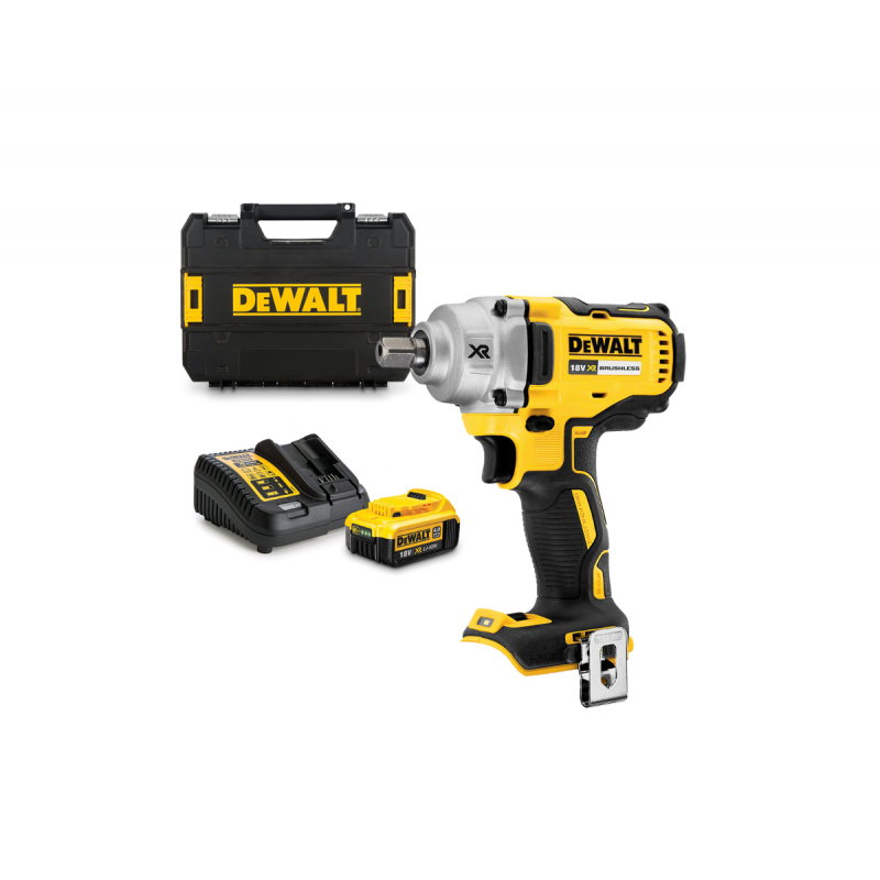 Μπουλονόκλειδο μπαταρίας χωρίς ψήκτρες DeWALT με 1 μπαταρία και φορτιστή, 18V, 4 Ah, 447 Nm, καρέ, 1/2", DCF894M1T
