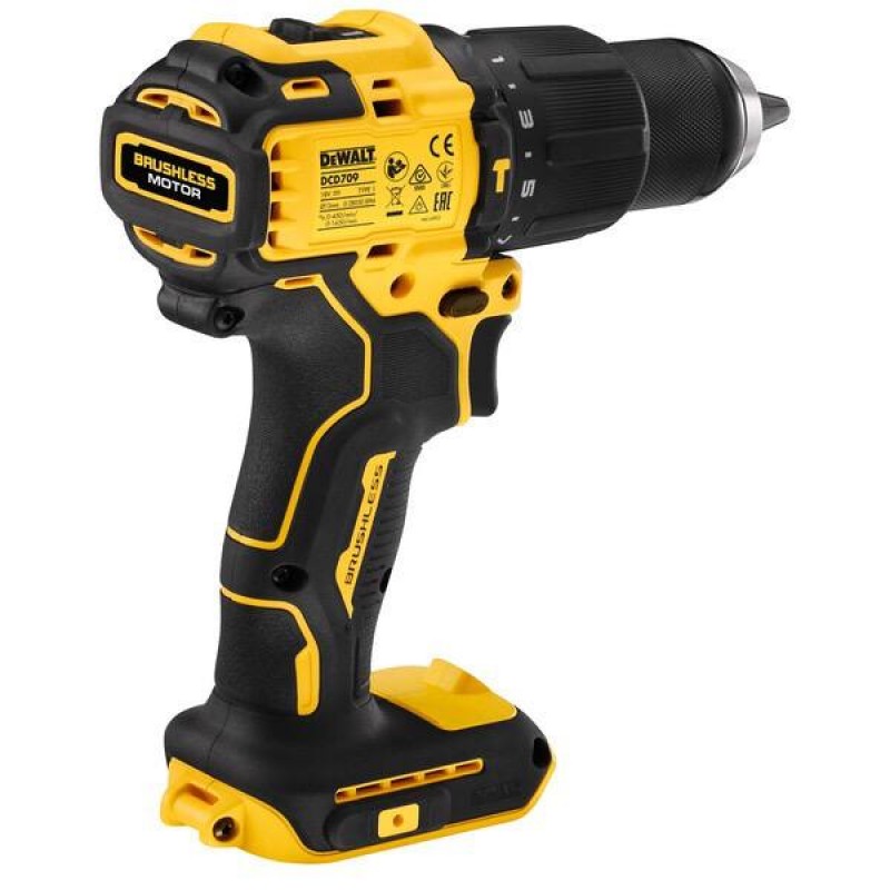 Κρουστικό δραπανοκατσάβιδο μπαταρίας DeWALT DCD709N, 18 V, 65 Nm, χωρίς μπαταρία και φορτιστή