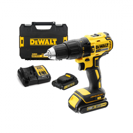 Κρουστικό δραπανοκατσάβιδο DeWALT με δύο μπαταρίες και φορτιστή, 18 V, 1.5 Ah, 65 Nm, 0-1750 σ.α.λ, 1.5-13 χιλ, DCD778S2T