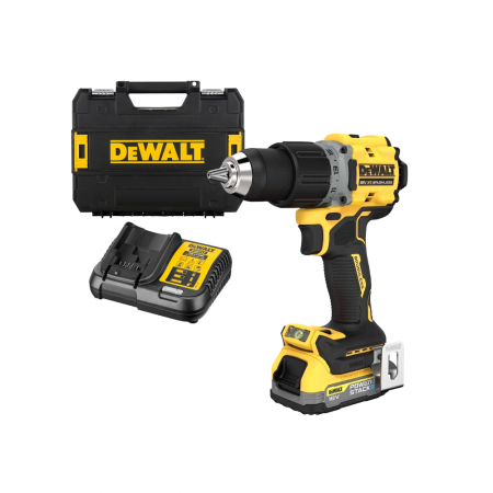 Επαναφορτιζόμενο δραπανοκατσάβιδο DeWALT με κινητήρα χωρίς ψήκτρες, με 1 μπαταρία και φορτιστή, 18 V, 1.7 Ah, 90 Nm, 1.5-13 mm, DCD800E1T