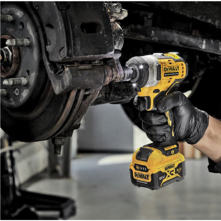 Κρουστικό κατσαβίδι μπαταρίας DeWALT με κινητήρα χωρίς ψήκτρες με 1 μπαταρία και φορτιστή, 12 V, 5 Ah, 340 Nm, τετράγωνο, 1/2
