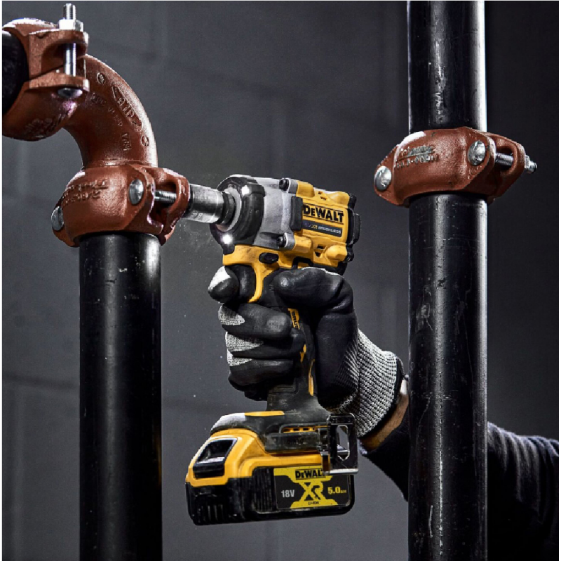 Κρουστικός αερόκλειδος μπαταρίας DeWALT με κινητήρα χωρίς ψήκτρες χωρίς μπαταρία και φορτιστή, 18 V, 406 Nm, τετράγωνο, 1/2