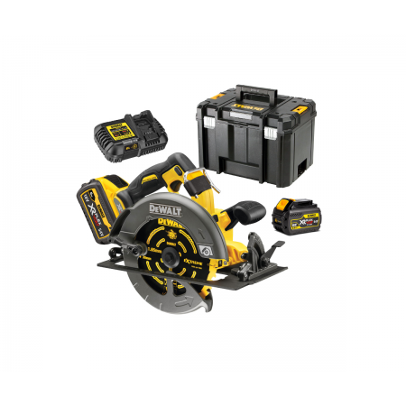 Ασύρματο δισκοπρίονο χειρός DeWALT με 2 μπαταρίες και φορτιστή, 54V, 2Ah, Ø190 mm, 5800 rpm, DCS578T2