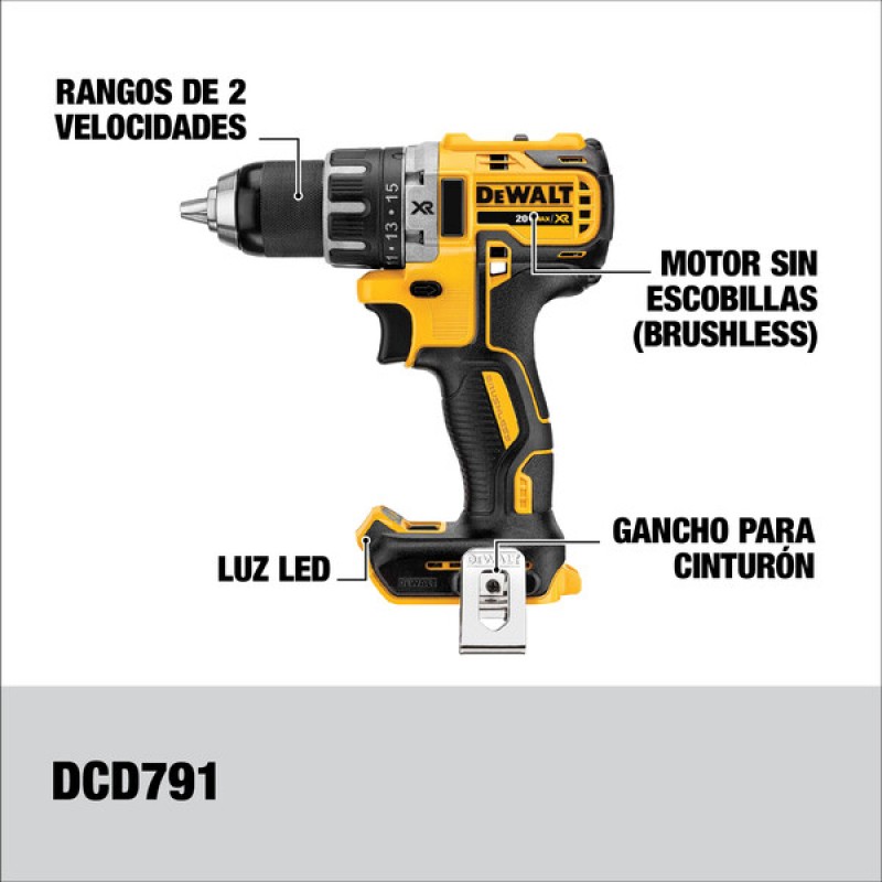 Ασύρματο δραπανοκατσάβιδο  DEWALT DCD791NT, 18V, 70NM 