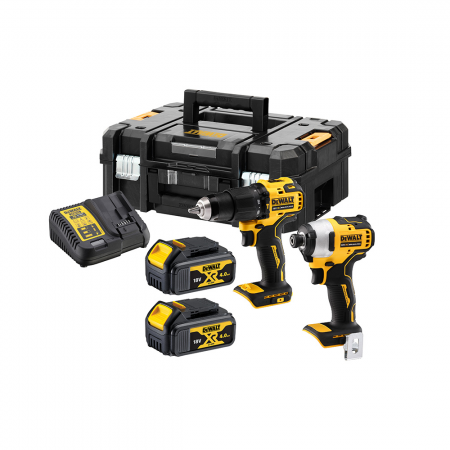 Σετ εργαλείων μπαταρίας DeWALT με 2 μπαταρίες και φορτιστή, DCD709, DCF809, 18 V, 4 Ah, DCK2062M2T
