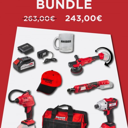 Σετ Επαναφορτιζόμενων Εργαλείων Raider RDP-BXS4, 20 V, 4 Ah με Μπαταρία, Φορτιστή και Αξεσουάρ, 030323