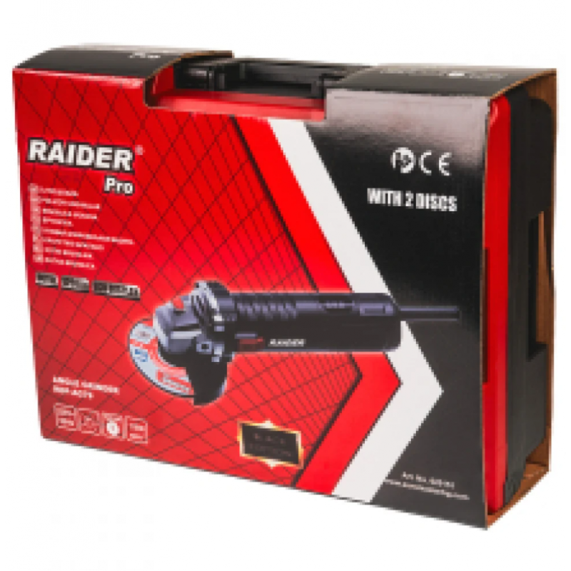 Γωνιακός τροχός 125 mm, 900W, LCD, 2 δίσκοι, Raider Red Case RDP-AG79 Black Edition, 020151