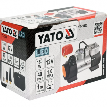 Αεροσυμπιεστής για ελαστικά με φως LED, YATO, YT-73460, 180 W