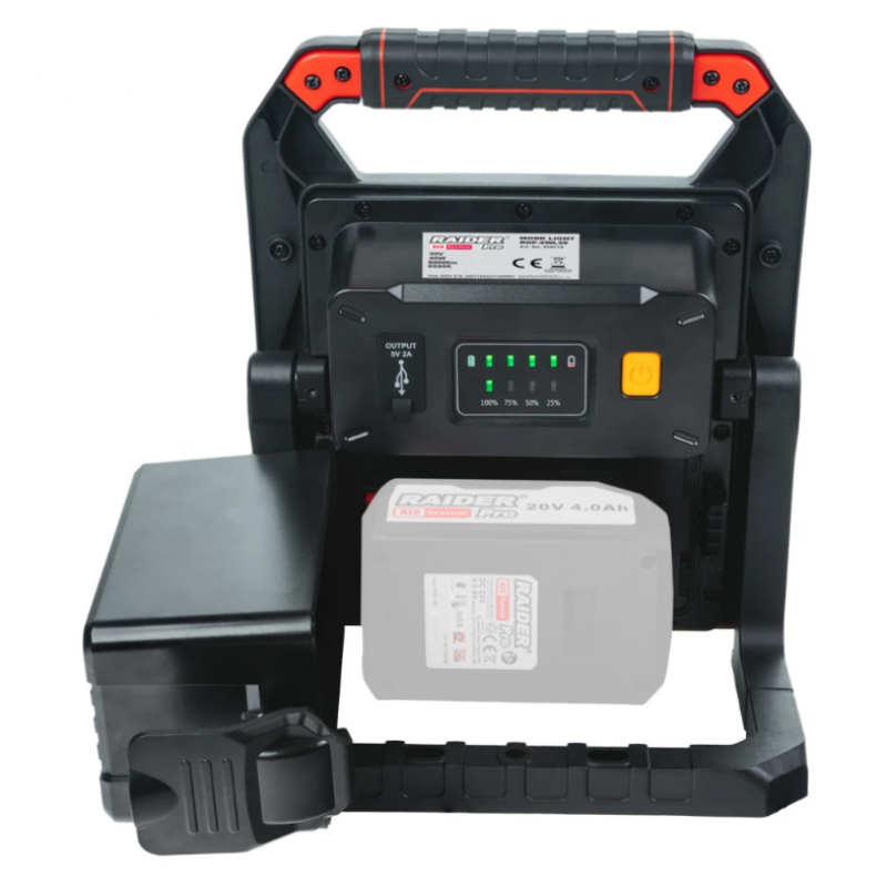 Εργοταξιακός Φακός Raider R20 RDP-ZWL20 – 45W, 5000 lm, Με Dimmer & USB, Solo,039718