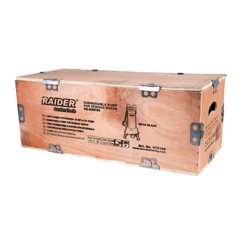Υποβρύχια αντλία βρώμικου νερού Raider RD-NWP88 INOX, 2", 1100 W, 230 λτ/λεπτό, 15 μ, με λεπίδα