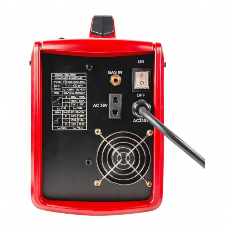 Ηλεκτροκόλληση inverter Raider RD-IW39, 077239, MIG/MAG, TIG, MMA, 5 σε 1, 23 V, 20-160 A, synergy