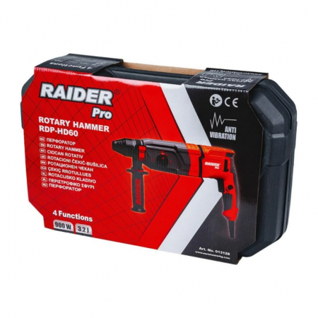 Ηλεκτρικό Περιστροφικό Κατεδαφιστικό Raider RDP-HD60, SDS+, 900 W, 3.2 J, με Βαλίτσα