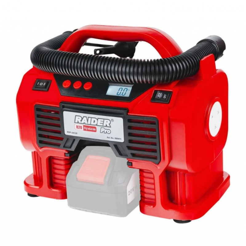 Ασύρματος Αεροσυμπιεστής RAIDER Pro RDP-JAC20 Solo, 20/12V, 11 bar, 400 L/min – Χωρίς Μπαταρία και Φορτιστή