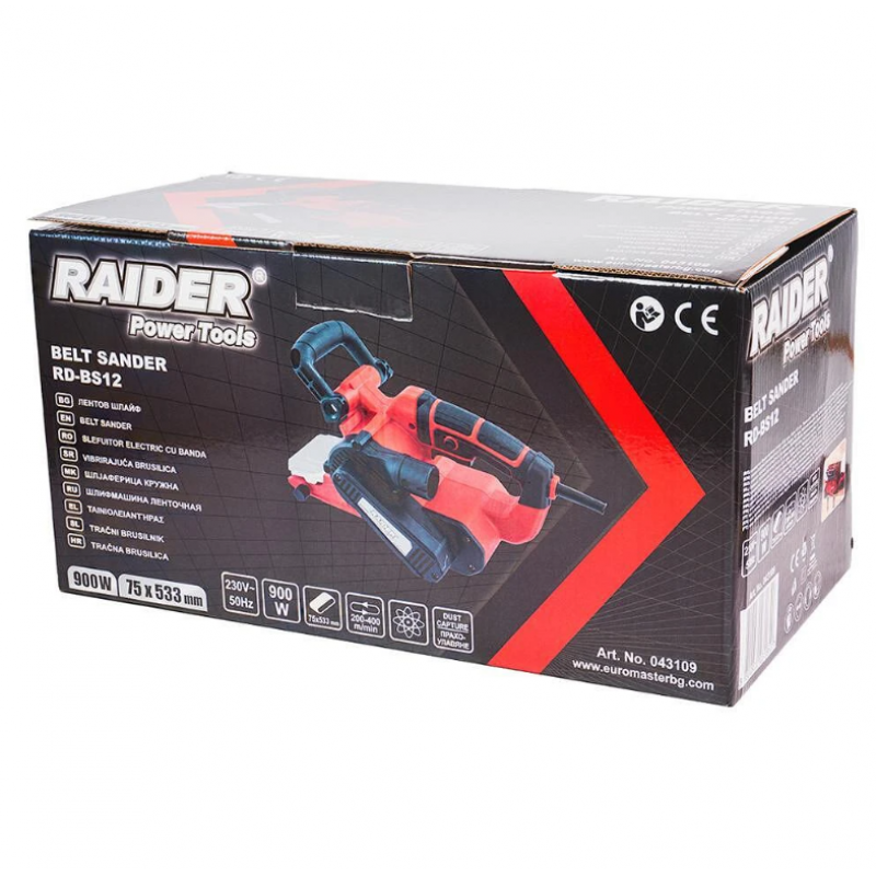 Ταινιολειαντήρας Raider RD-BS12, 900 W, 75x533 χλστ., με ρύθμιση στροφών, 043109