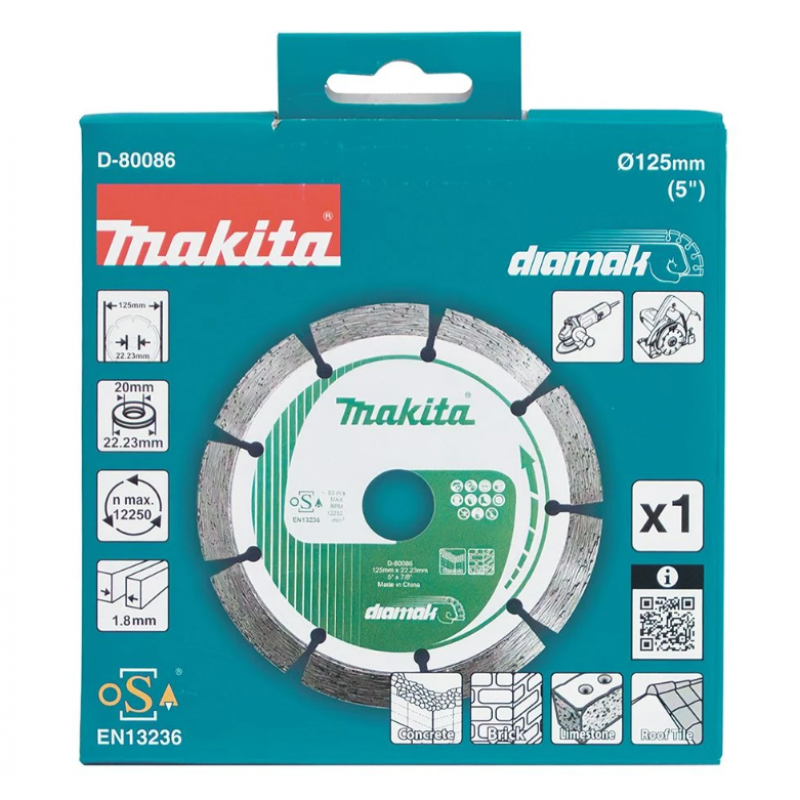 Διαμαντόδισκος MAKITA DIAMAK D-80086, 125x22.23 χλστ.