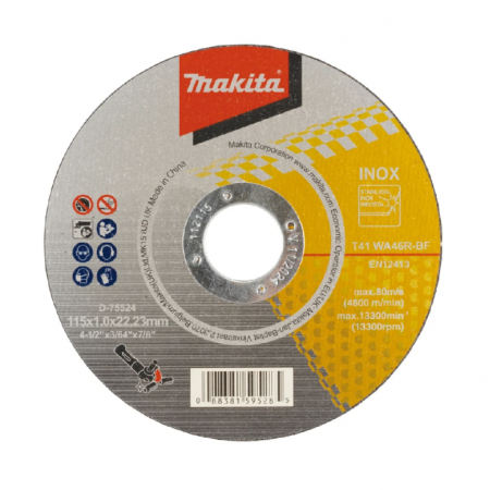 Λειαντικός δίσκος κοπής μετάλλου Makita, D-75524, 115x22.23x1 mm, WA46R