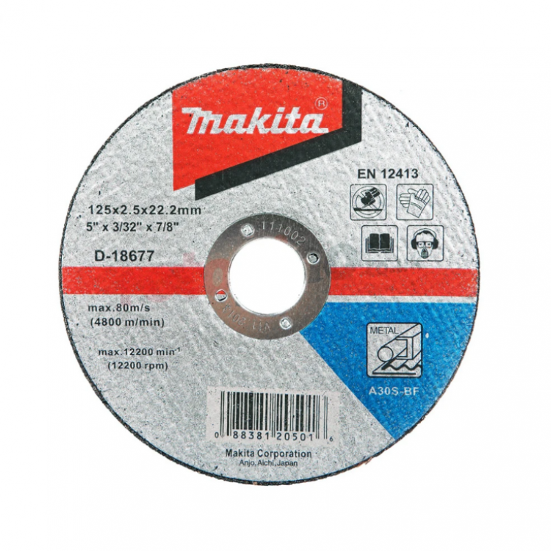 Λειαντικός δίσκος κοπής μετάλλου Makita, D-18677, 125x22,23x2,5 χλστ., A30S