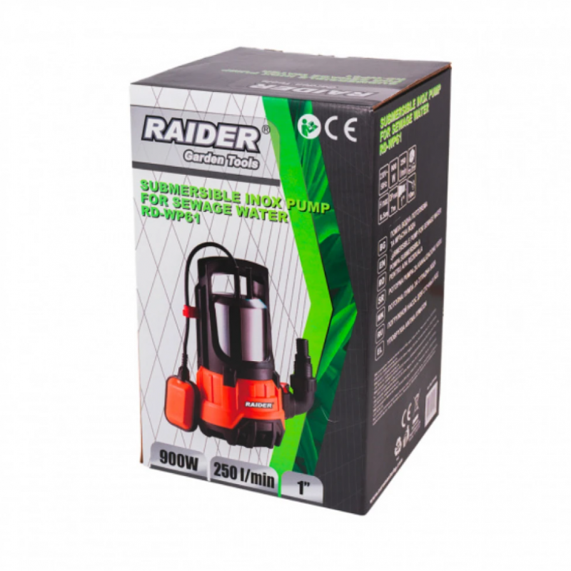 Υποβρύχια Αντλία Βρόμικου Νερού Raider RD-WP61 INOX, 1", 900W, 250 λτ/λεπτό, 8.5μ