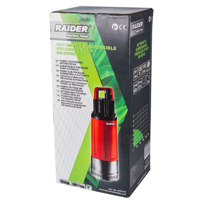 Υποβρύχια Αντλία Καθαρού Νερού Raider RD-WP66 INOX, 1", 1200W, 100 λτ/λεπτό, 40 μ