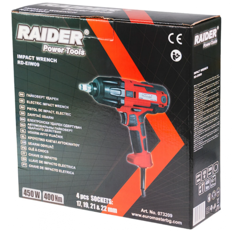 Κρουστικό γαλλικό κλειδί Raider RD-EIW09 1/2" 450 W, 400 Nm, με θήκη, 073209