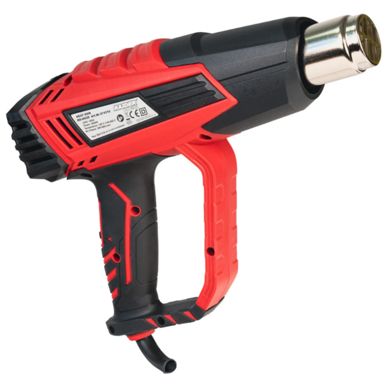 Πιστόλι θερμού αέρα Raider RD-HG28, 2000 W, 2 επίπεδα, LCD, 5 ακροφύσια, βαλιτσάκι, 074316       