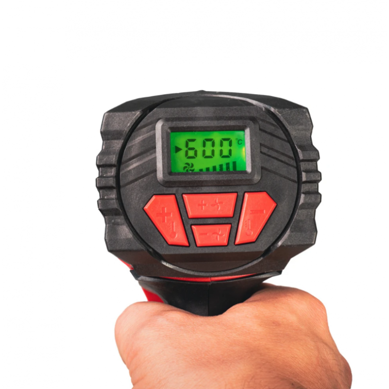 Πιστόλι θερμού αέρα Raider RD-HG28, 2000 W, 2 επίπεδα, LCD, 5 ακροφύσια, βαλιτσάκι, 074316       