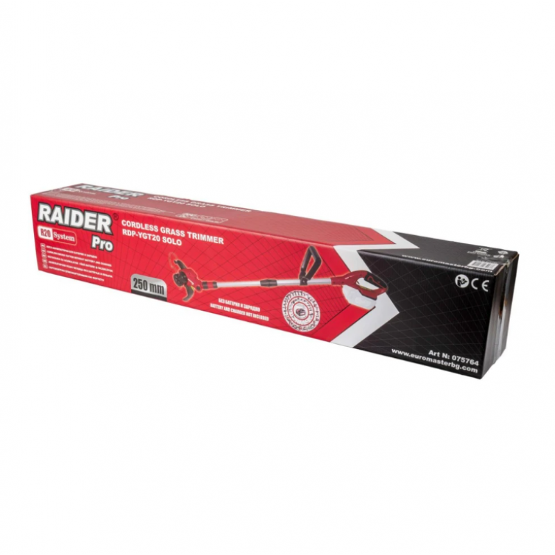 Επαναφορτιζόμενο χορτοκοπτικό Raider RDP-YGT20 Solo, R20, 20V, 25 εκ., χωρίς μπαταρία και φορτιστή –075764
