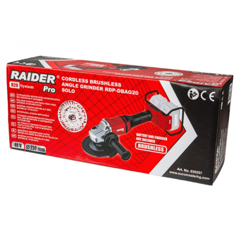 Γωνιακός τροχός χωρίς ψήκτρες Ø230 mm 40 V Solo Raider RDP-DBAG20, 030257