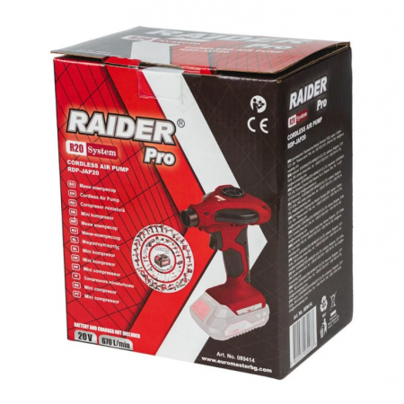 Ασύρματος μίνι αεροσυμπιεστής RAIDER RDP-JAP20 Solo, 089414