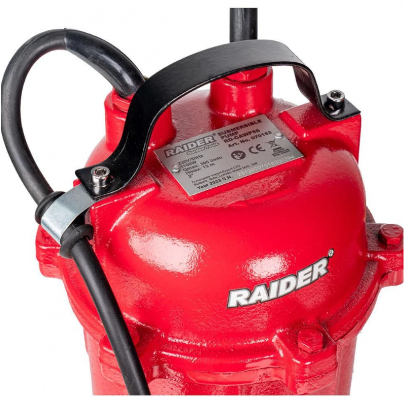 Βυθιζόμενη αντλία ακάθαρτου νερού Raider RD-CAWP56, 2", 1100 W, 300 L/λεπτό, 13 μ., με κόφτη