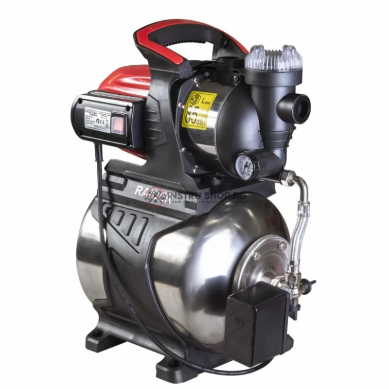 Υδροφόρος Raider RD-WP1200S, 1200 W, 1", μέγιστη ροή 64 λτ/λεπτό, 3 bar, 48 μ, Inox+