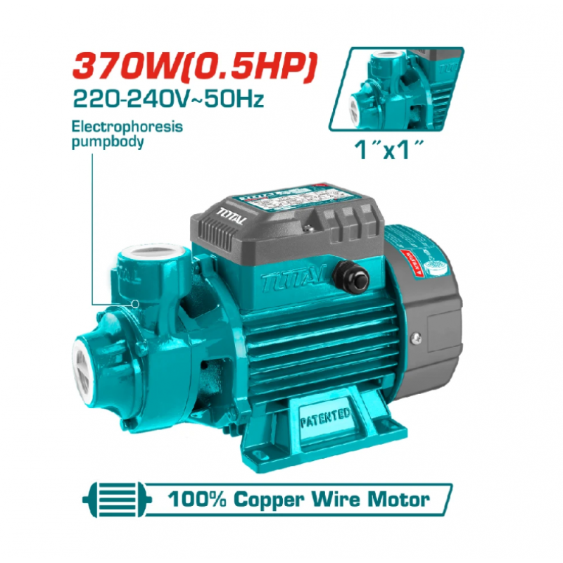 Ηλεκτρική αντλία νερού TOTAL, 35 L/min, 370 W, 1"x1", TL TWP13706
