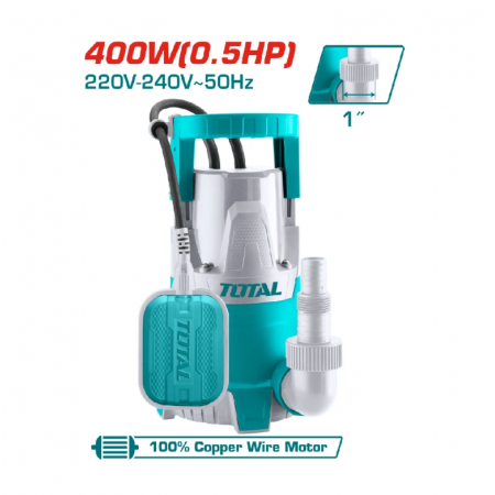 Βυθιζόμενη αντλία καθαρού νερού TOTAL, 117 L/min, 400 W, 1", TL TWP64006