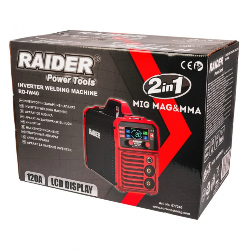 Ηλεκτροσυγκολλητής Inverter 2 σε 1 MIG/MAG gasless & MMA 120A Raider RD-IW40, 077240