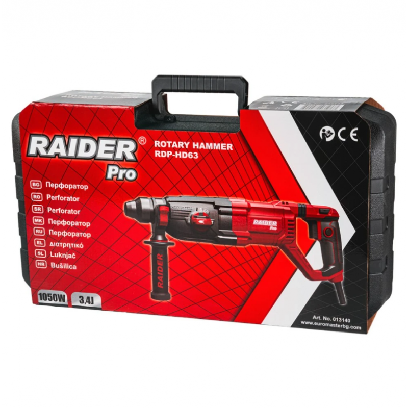 Περφορατέρ Raider 1050W 3,4kg 30mm 3,4J 4 λειτουργιών με βαλίτσα RDP-HD63 – Κωδικός 013140