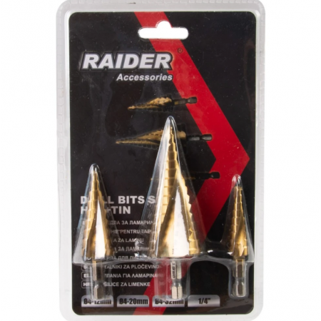 Σετ κωνικών τρυπανιών για λαμαρίνα Raider 150685, 4-12, 4-20, 4-32 χιλ.