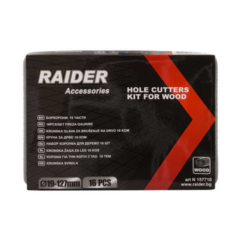 Σετ τρυπάνια για ξύλο Raider, ø19-127 χιλ., 16 τεμάχια