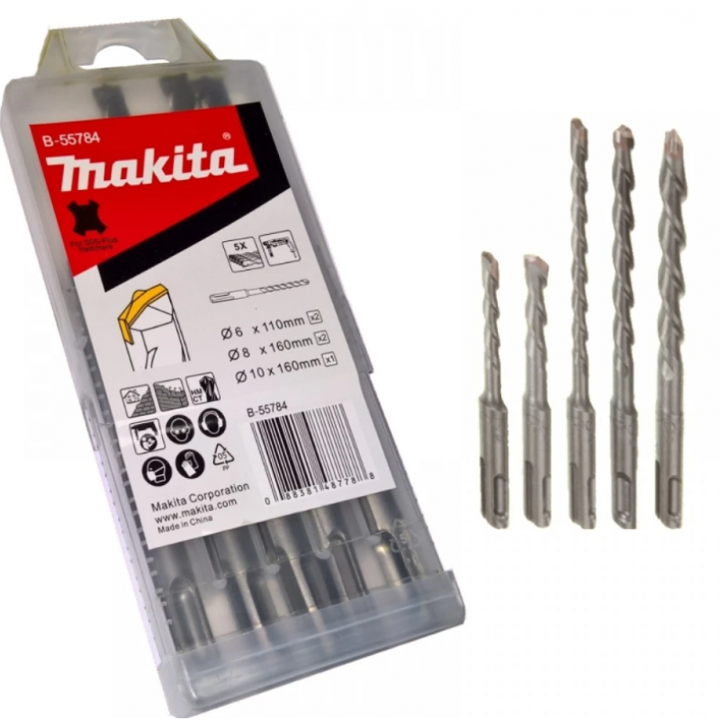 Σετ τρυπανιών για σκυρόδεμα Makita B-55784, SDS-PLUS, 5 τεμάχια