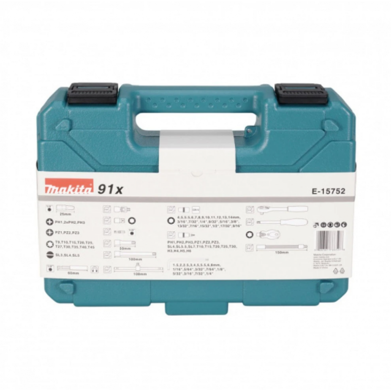 Σετ καρυδάκια Makita E-15752, 1/4", 91 τεμάχια