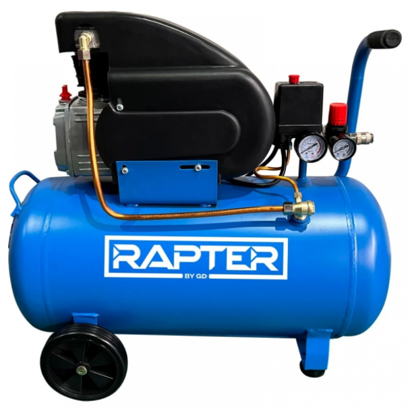 Μονοφασικός  Συμπιεστής Rapter RRHQ AC24D, 2 HP / 1,5 kW, 24 λίτρα, 8 bar, 192 l/min