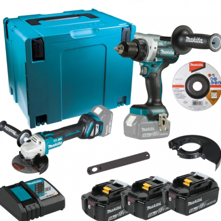 Σετ επαναφορτιζόμενων εργαλείων Makita DLX2431TJ, LXT, 18 V, 5 Ah, με 3 μπαταρίες, φορτιστή και βαλίτσα