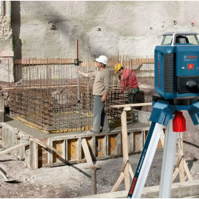 Περιστροφικό λέιζερ ακριβείας Bosch GRL 400 H, 20 m, ±0.08 mm/m, με τρίποδο BT 152, ράβδο GR 240, δέκτη LR1 και βαλίτσα (06159940JY)