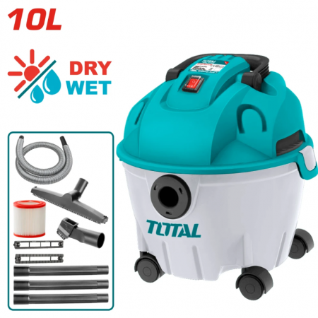Σκούπα ξηρού και υγρού καθαρισμού TOTAL TL TVC12101, 1200W, 10L