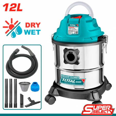 Σκούπα ξηρού και υγρού καθαρισμού TOTAL TL TVC12202, 1000W, 12L