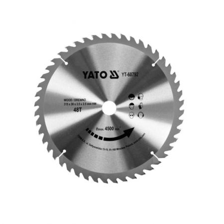 Δίσκος κοπής ξύλου καρβιδίου YATO YT 60792, Ø 315 x 30 mm, T 48