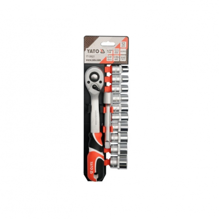 Σετ καστάνιας και καρυδάκια YATO YT 38821, 1/2", 72 δόντια, SW 10–24 mm, 12 τεμαχίων